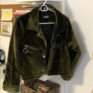 Green velvet short jacket